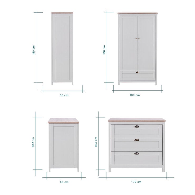 Tutti Bambini Verona 4 Piece Nursery Furniture Set, Grey &amp; Oak