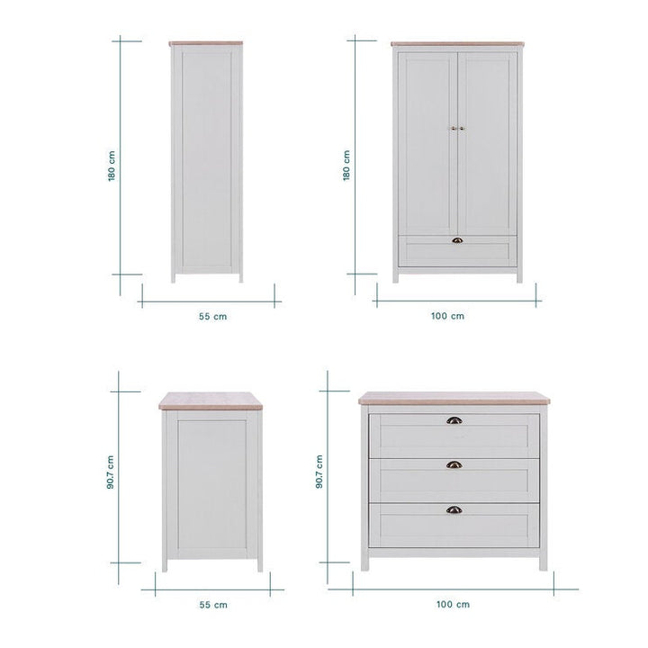 Tutti Bambini Verona 4 Piece Nursery Furniture Set, Grey &amp; Oak