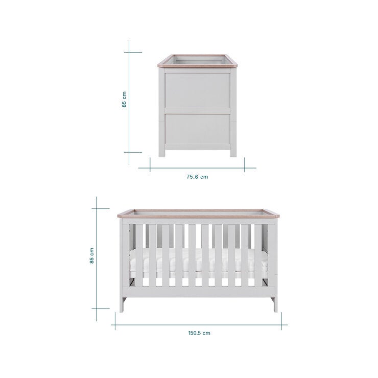 Tutti Bambini Verona 4 Piece Nursery Furniture Set, Grey &amp; Oak