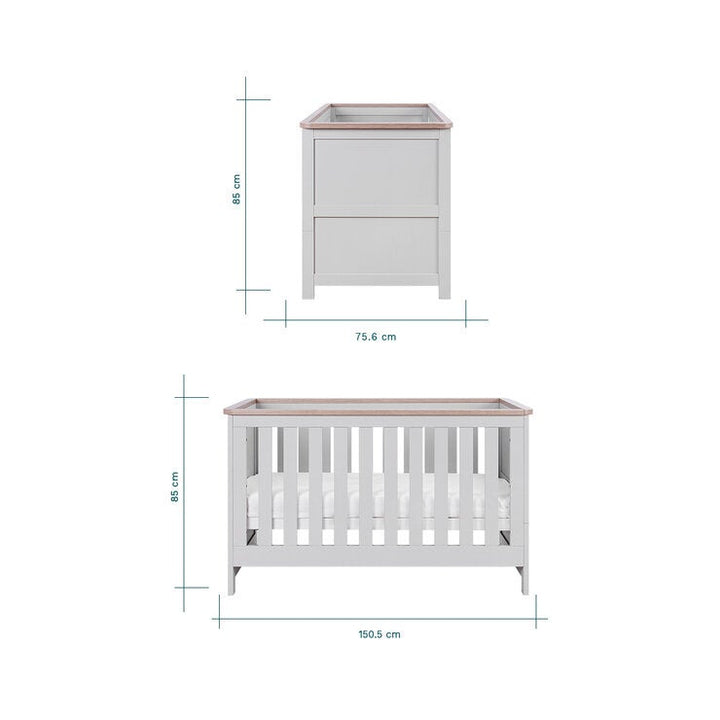 Tutti Bambini Verona 4 Piece Nursery Furniture Set, Grey &amp; Oak