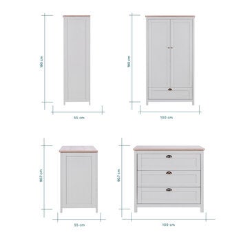 Tutti Bambini Verona 4 Piece Nursery Furniture Set, Grey &amp; Oak