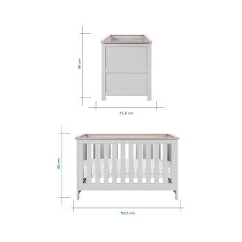 Tutti Bambini Verona 4 Piece Nursery Furniture Set, Grey &amp; Oak