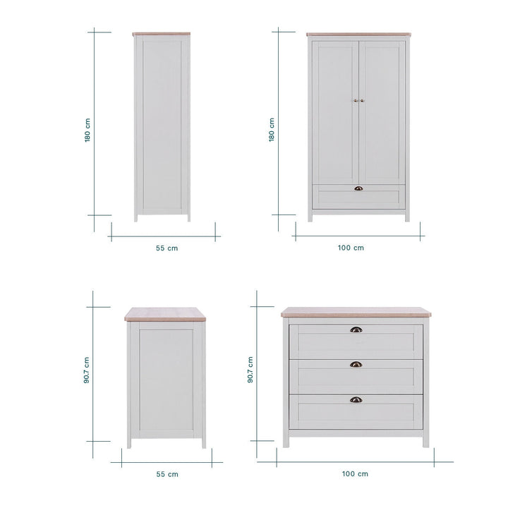 Tutti Bambini Verona 4 Piece Nursery Furniture Set, Grey & Oak Finish