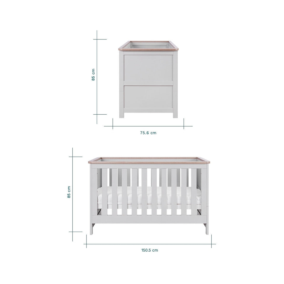 Tutti Bambini Verona 4 Piece Nursery Furniture Set, Grey & Oak Finish