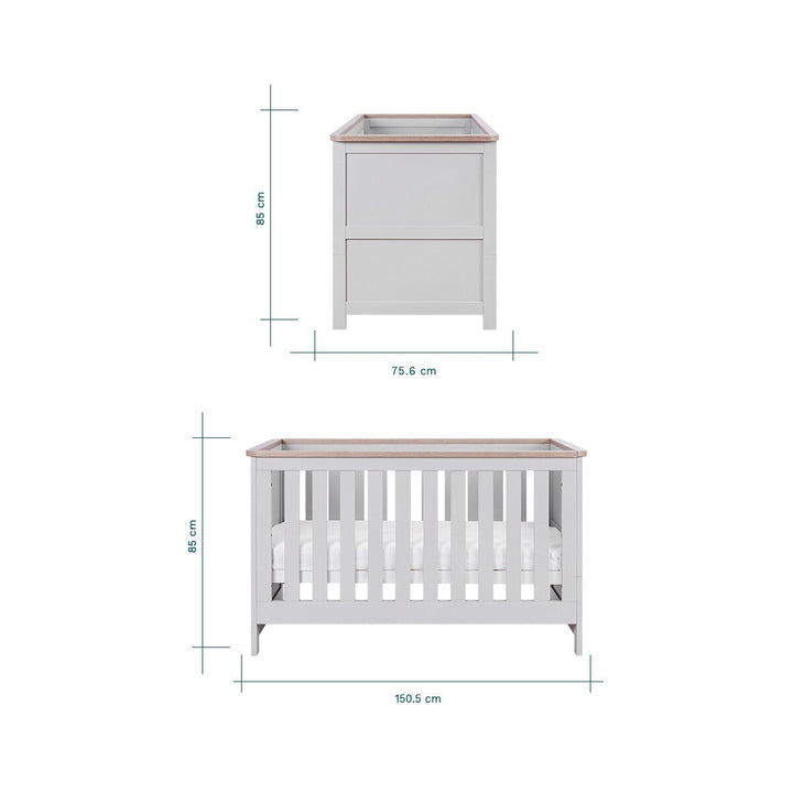 Tutti Bambini Verona 4 Piece Nursery Furniture Set, Grey & Oak Finish