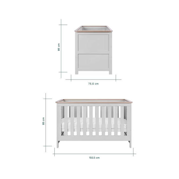 Tutti Bambini Verona 4 Piece Nursery Furniture Set, Grey &amp; Oak