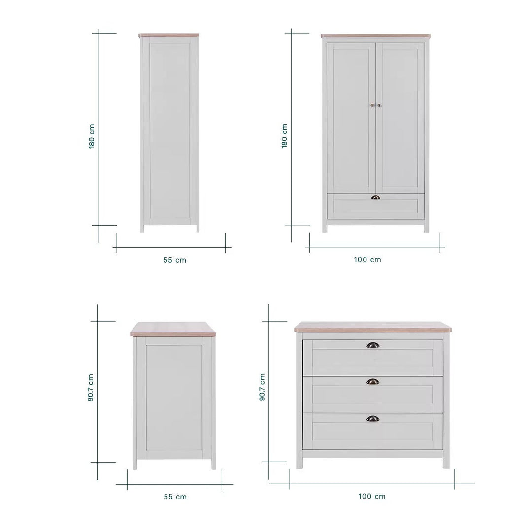 Tutti Bambini Verona 4 Piece Nursery Furniture Set, Grey &amp; Oak