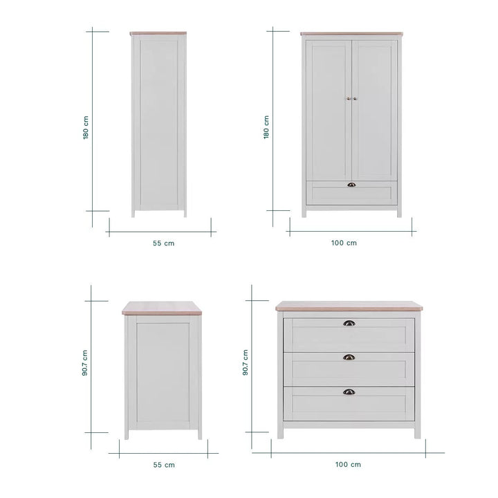 Tutti Bambini Verona 4 Piece Nursery Furniture Set, Grey &amp; Oak