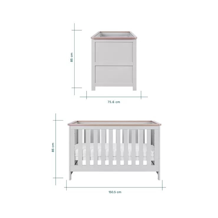 Tutti Bambini Verona 4 Piece Nursery Furniture Set, Grey &amp; Oak