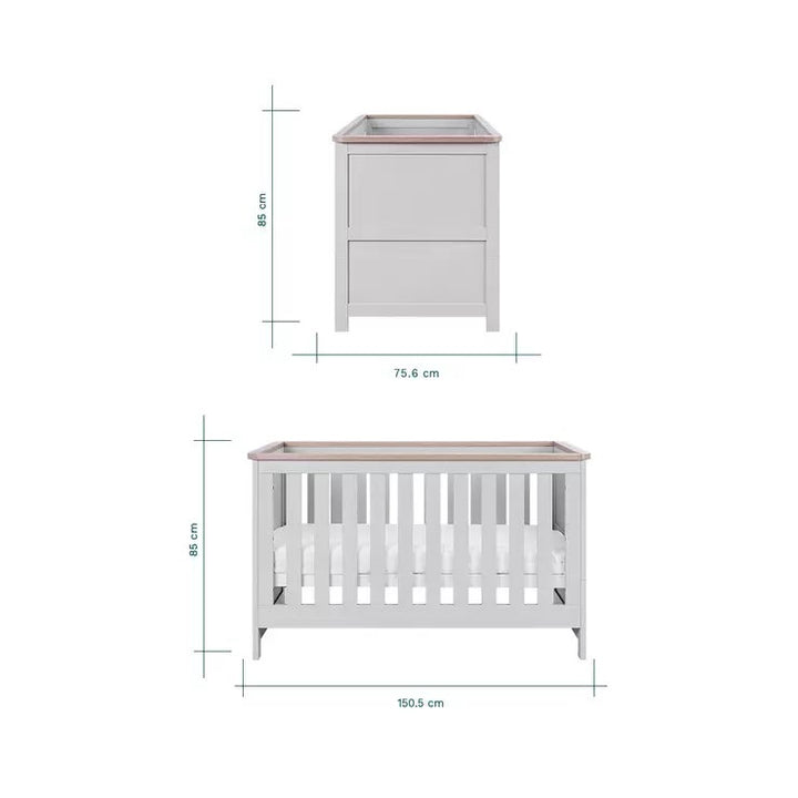Tutti Bambini Verona 4 Piece Nursery Furniture Set, Grey &amp; Oak