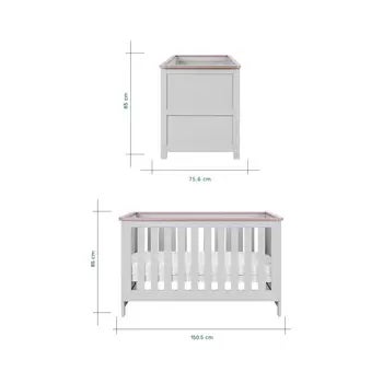 Tutti Bambini Verona 4 Piece Nursery Furniture Set, Grey &amp; Oak