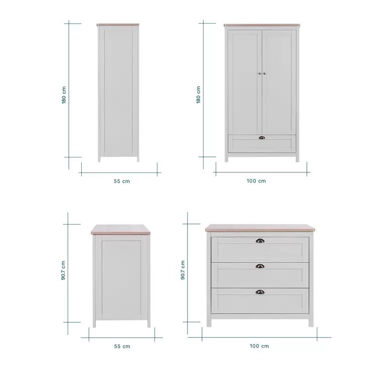Tutti Bambini Verona 4 Piece Nursery Furniture Set, Grey &amp; Oak