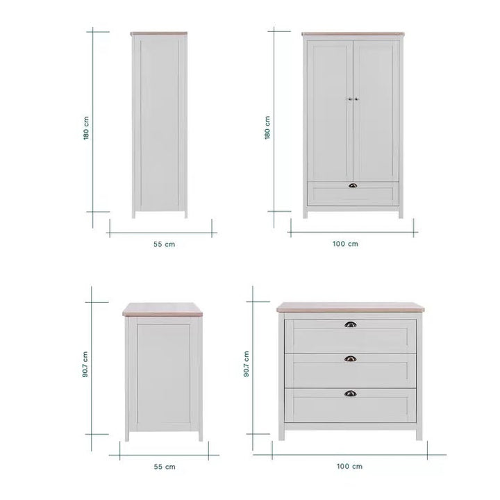Tutti Bambini Verona 4 Piece Nursery Furniture Set, Grey &amp; Oak
