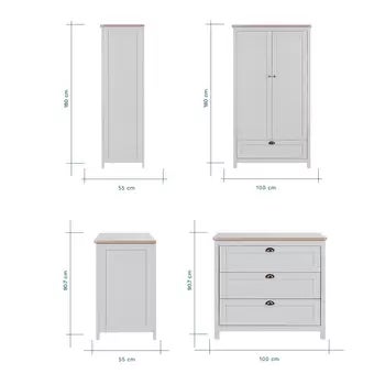 Tutti Bambini Verona 4 Piece Nursery Furniture Set, Grey &amp; Oak