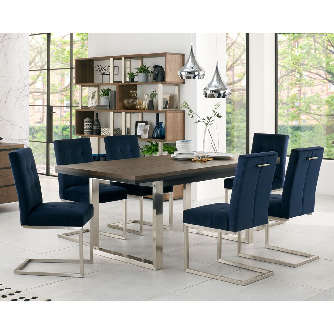 Bentley Designs Tivoli Navy Velvet Cantilever Dining Chair, 2 Pack