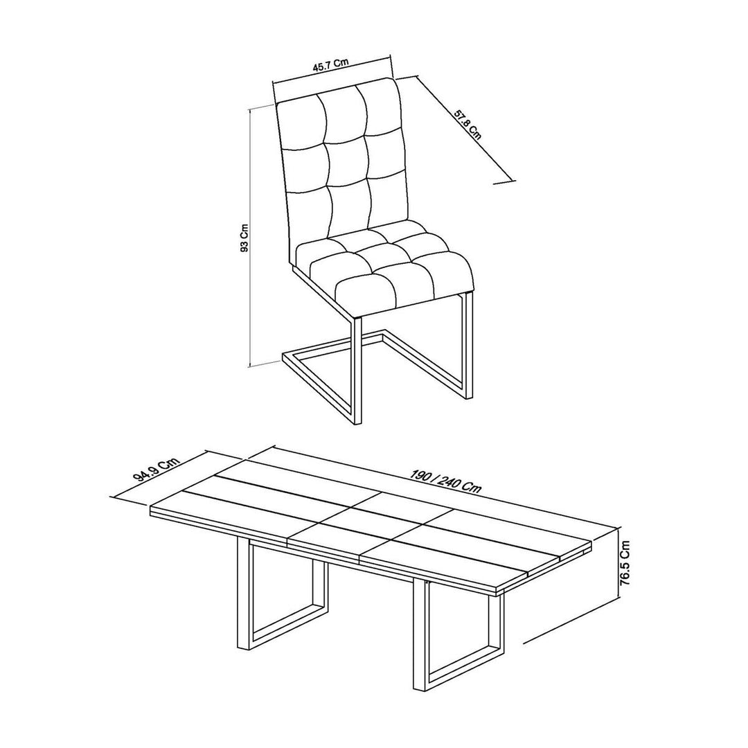 Bentley Designs Tivoli Dark Oak Extending Dining Table + 6 Black Cantilever Chairs, Seats 6-8