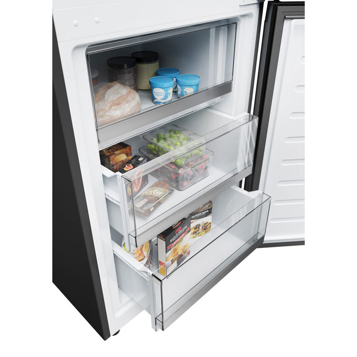 Haier Series 3, HDW3618DNPD Fridge Freezer,  D Rated in Platinum Inox