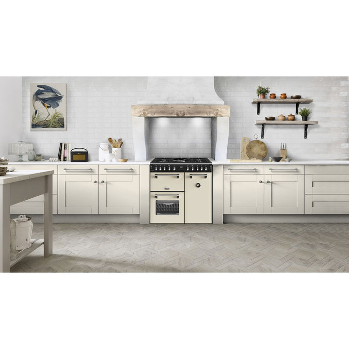 Stoves Richmond 90cm Wide Dual Fuel Range Cooker with Gas Hob - Cream - A/A/A Rated