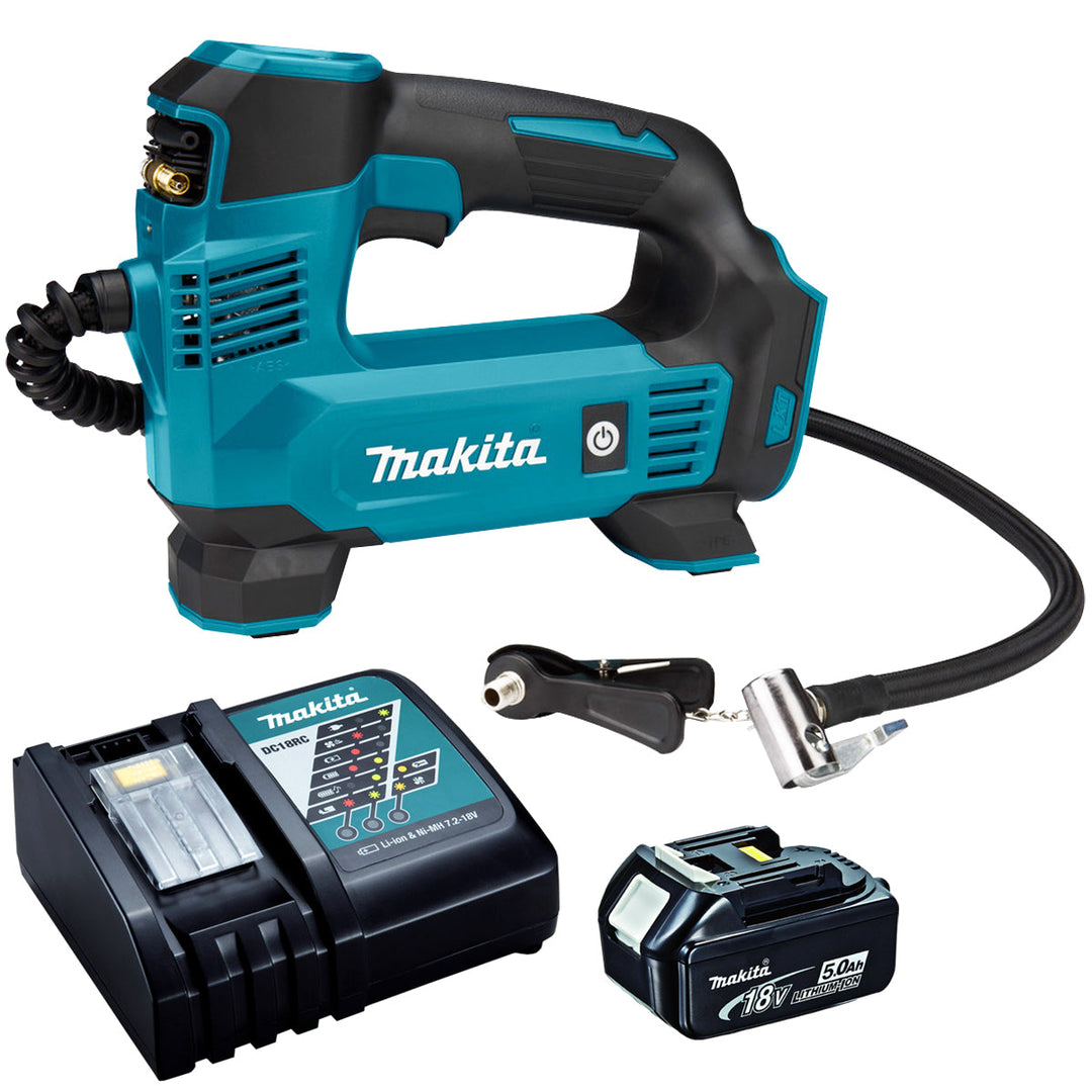 Makita DMP180Z 18V Inflator Pump with 1 x 5.0Ah Battery &amp; Charger