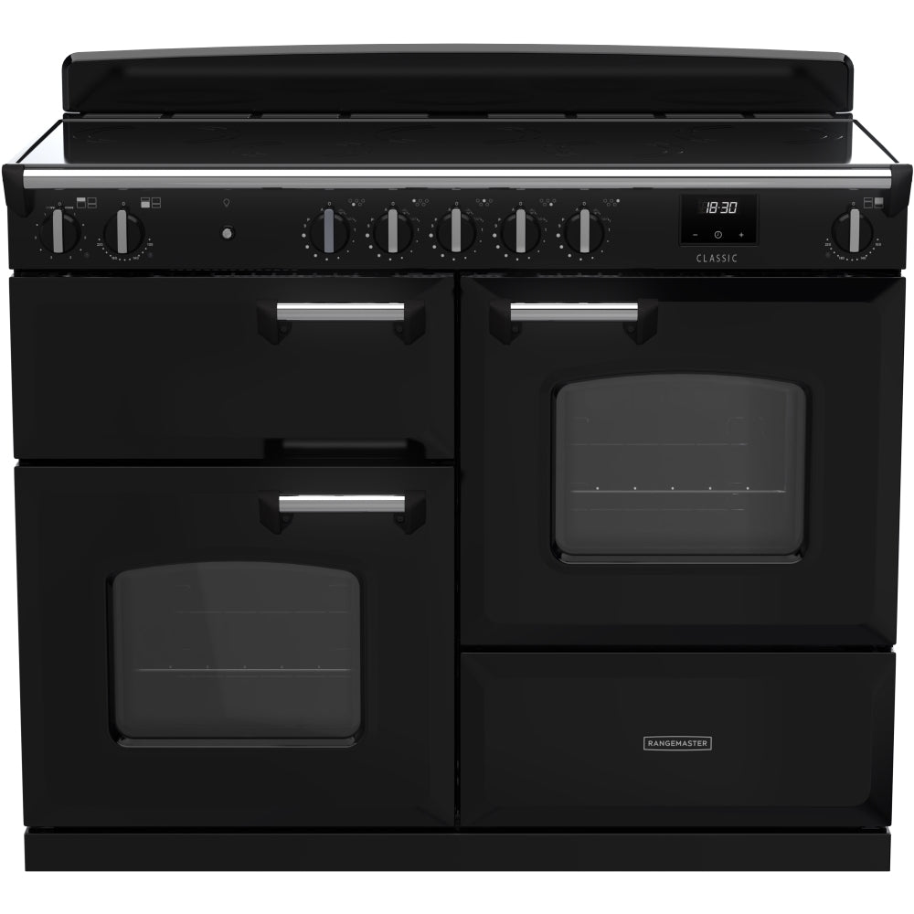 Rangemaster Classic OC CLO110EIPGBL/CM1 110cm wide Electric Range Cooker with Zone induction hob Hob - Black / Chrome