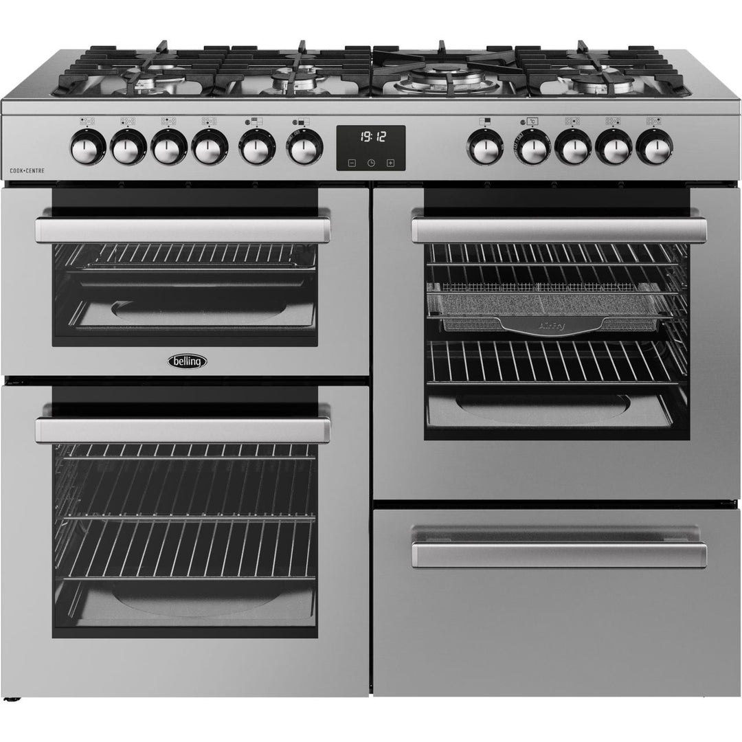 Belling Cookcentre 110DF 110cm wide Dual Fuel Range Cooker with Gas Hob - Stainless Steel[444411806_SS]
