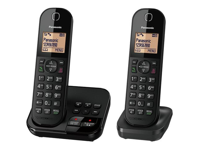 TieDex UK Panasonic KX-TGC422EB - cordless phone - answering system with caller ID/call waiting + additional handset - 3-way call capability