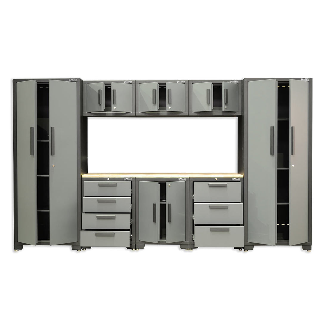 Hilka Professional 24 Gauge Steel 9 Piece Modular Cabinet Set