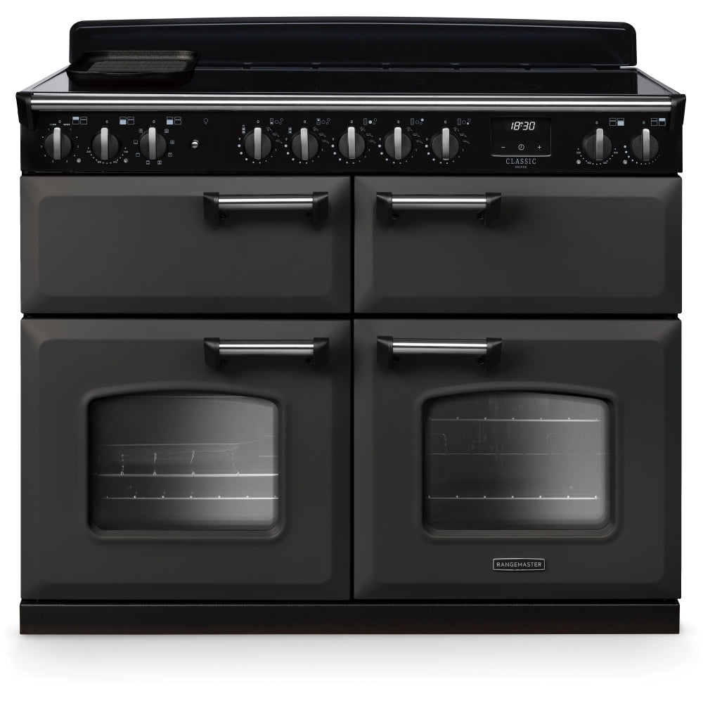 Rangemaster Classic Deluxe BC CLDLB110EIPSLT/CM1 110cm wide Electric Range Cooker with Induction Hob - Slate / Chrome