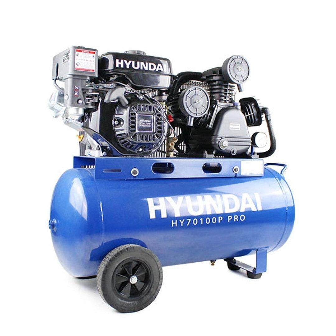 Hyundai HY70100P 90L Heavy Duty Petrol Air Compressor 10.7CFM 145psi Belt Drive