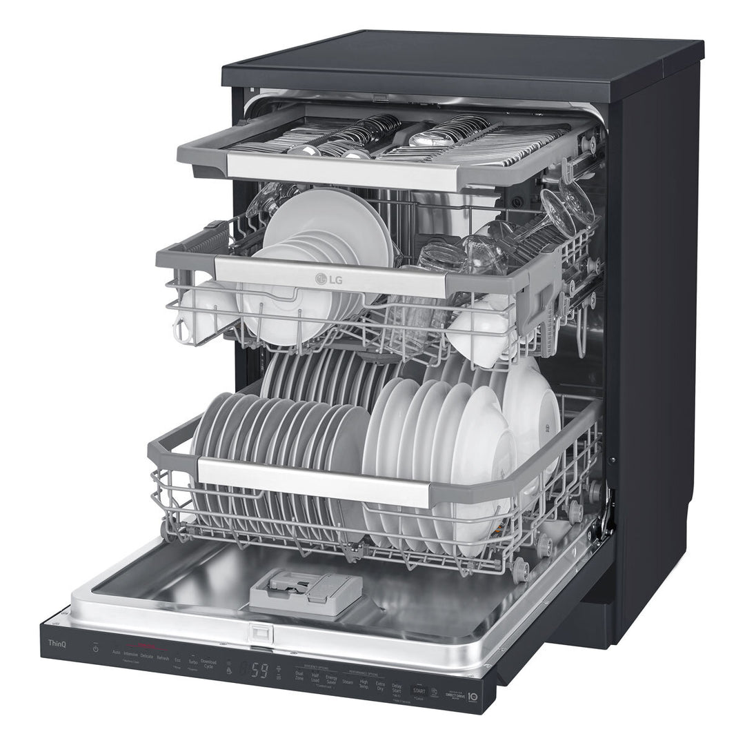 LG DF455HMS, 14 Place Setting, TrueSteam™, QuadWash™ Dishwasher, C Rated in Matte Black