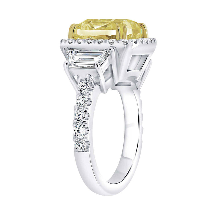 8.44ctw Cushion Cut Fancy Yellow Diamond Halo Ring Platinum