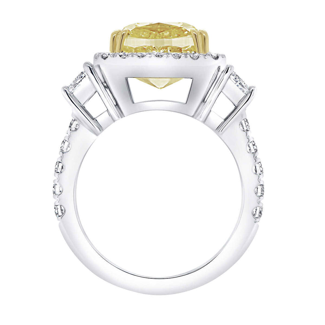 8.44ctw Cushion Cut Fancy Yellow Diamond Halo Ring Platinum