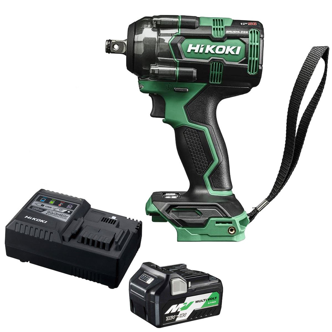 Hikoki WR18DHW2Z 18V Brushless 1/2" Impact Wrench with 1 x 2.5Ah/5.0Ah Battery & Charger
