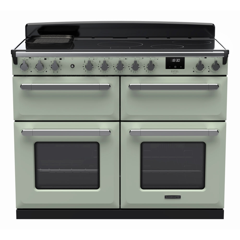 Rangemaster Estel Deluxe ESDLB110EIPMNT/CM1 110cm wide Electric Range Cooker with Induction Hob - Mint / Chrome