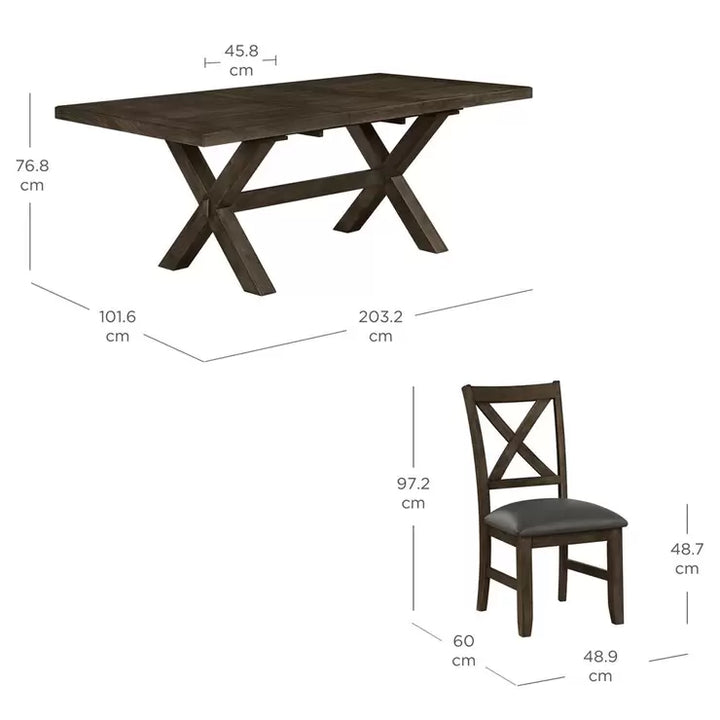Blakely Extending Dining Table + 6 Cross Back Chairs, Seats 4-6