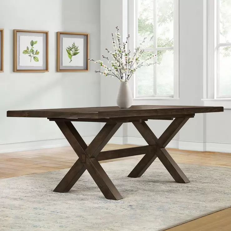 Blakely Extending Dining Table + 6 Cross Back Chairs, Seats 4-6