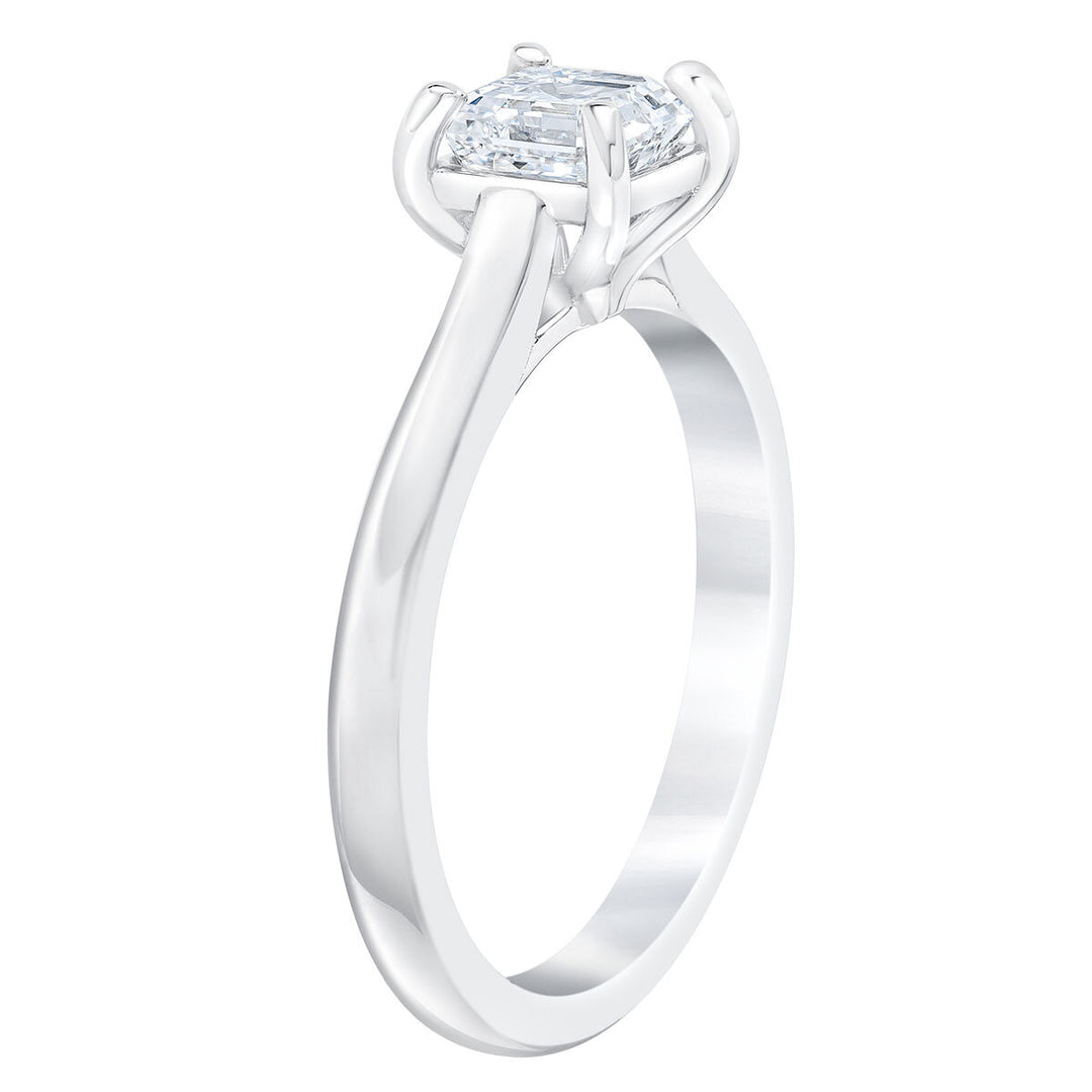 1.00ct Square Step Cut Diamond Solitaire Ring, Platinum