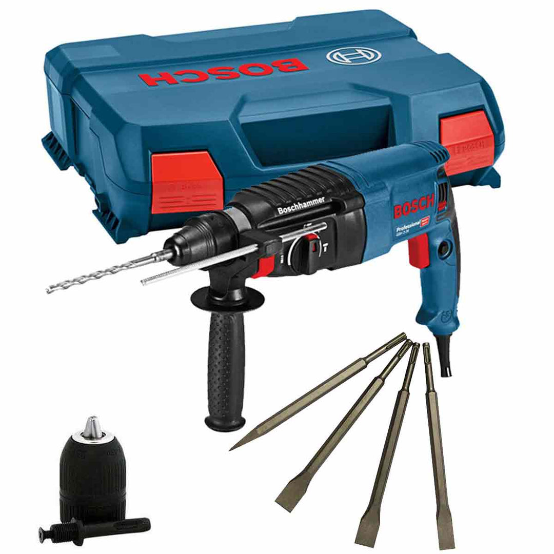 Bosch GBH 2-26 SDS+ Rotary Hammer Drill 110V Chisels & Keyless Chuck