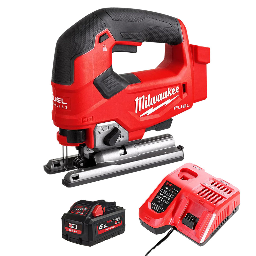 Milwaukee M18FJS-0 18V Brushless Fuel Top Handle Jigsaw with 1 x 5.5Ah Battery &amp; Charger