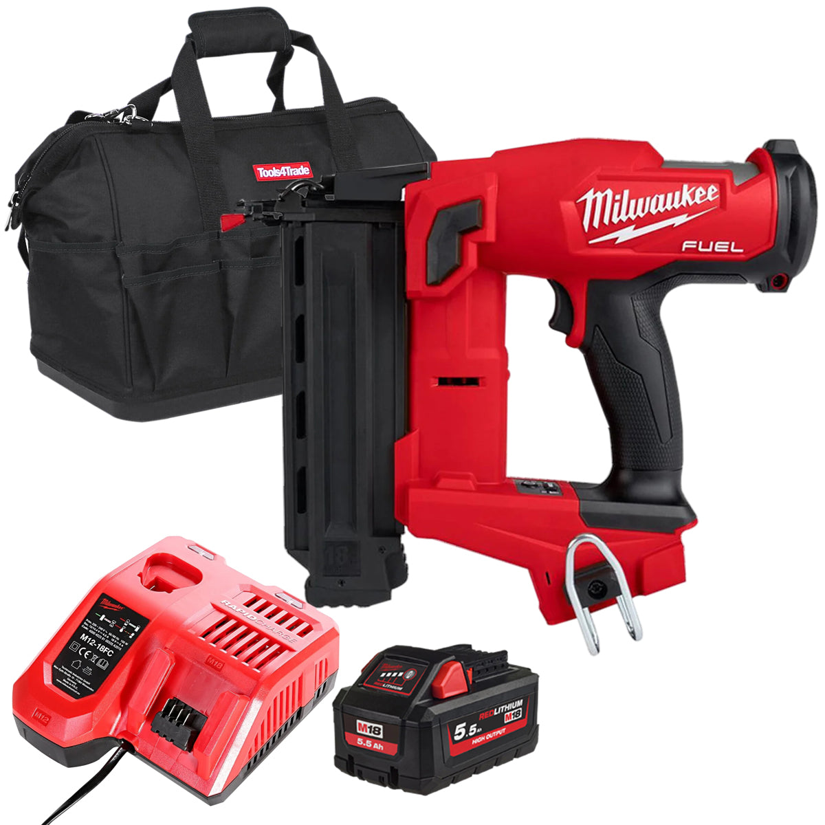 Milwaukee M18FN18GS-0 18V Fuel Brushless Second Fix Nailer with 1 x 5 ...