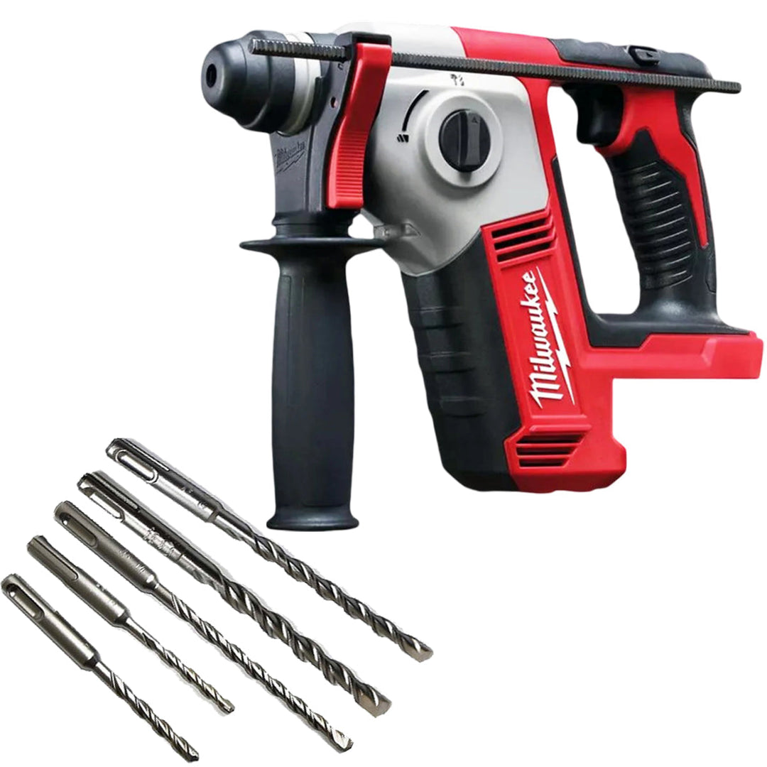 Milwaukee M18BH-0 18V SDS 2 Mode Hammer Drill with 5 Piece Drill Bit Set