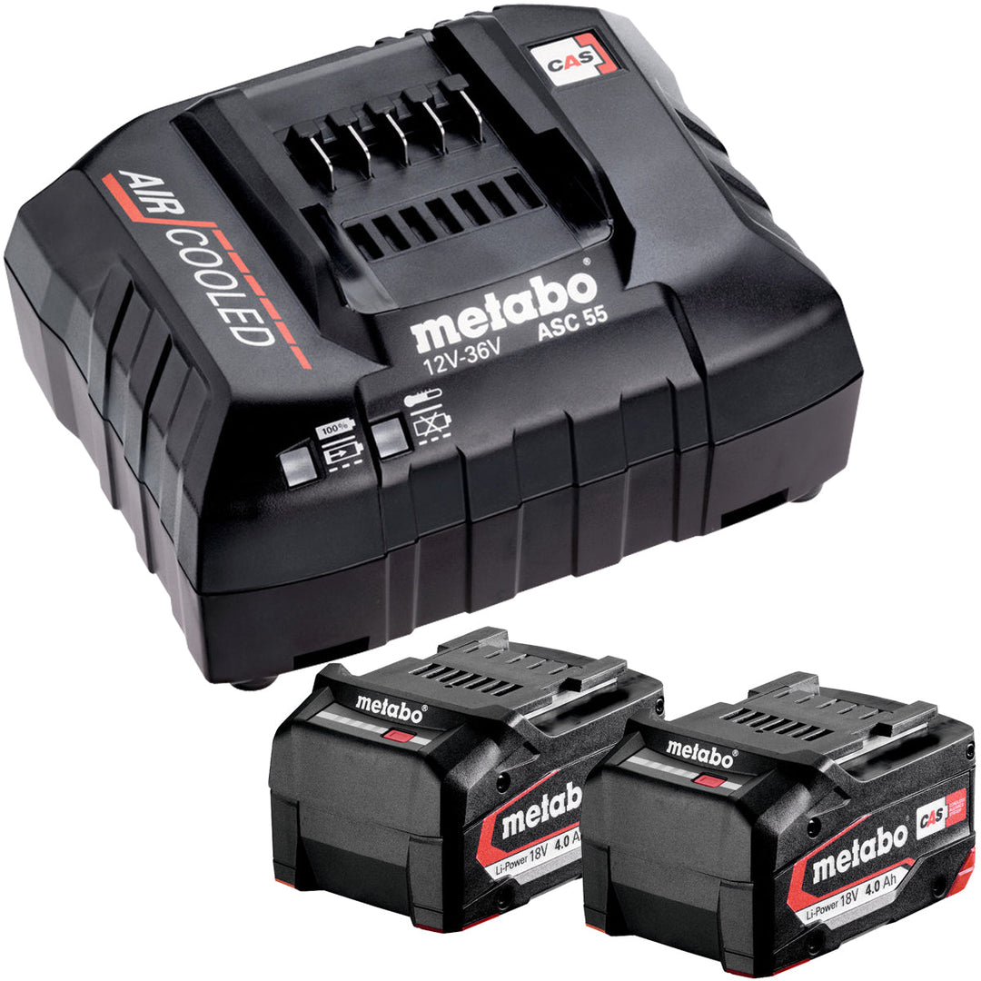 Metabo Basic Set 12-36V 2 x 4.0Ah LiPOWER Battery with ASC 55 Air Cooled Charger 685050000
