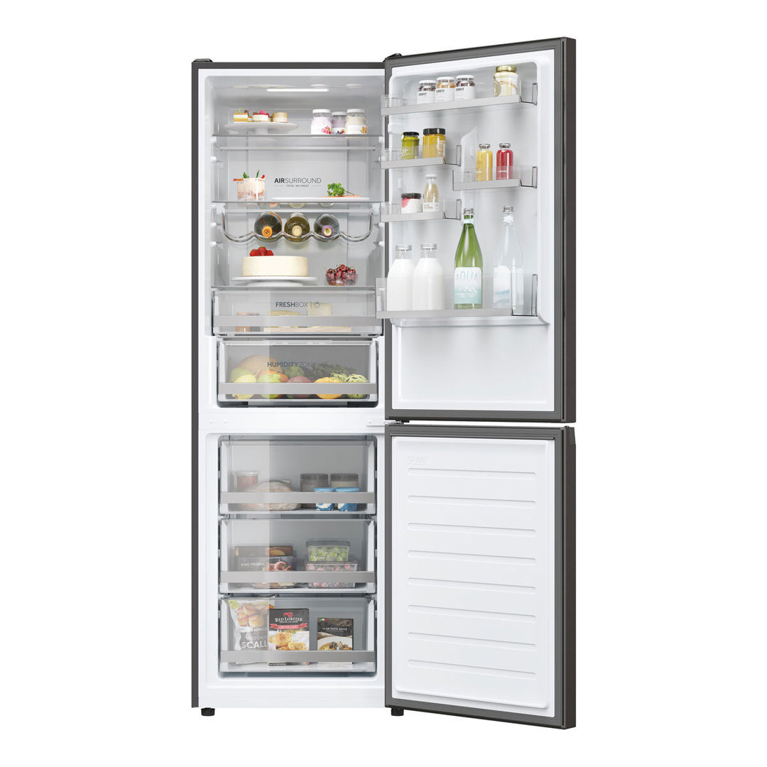 Haier Series 3, HDW3618DNPD Fridge Freezer,  D Rated in Platinum Inox