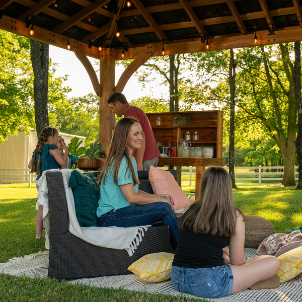 Backyard Discovery Barrington Gazebo 4.9m x 3.7m, Cedar Wood Frame with Heavy-Duty Steel Hip Roof, Pro-Tect™ Tested, Pre-Stained, Easy Assembly, 5-Year Warranty