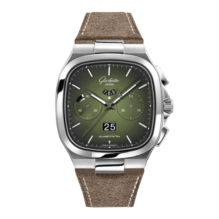 Vintage Seventies  Panorama Date 40mm Mens Watch - Brown Strap