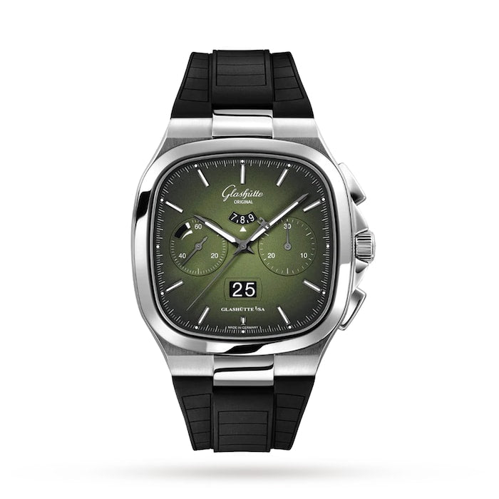 Vintage Seventies  Panorama Date 40mm Mens Watch - Rubber Strap