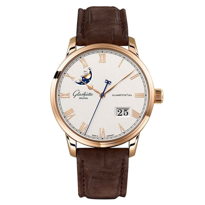 Senator Excellence Panorama Date Moon Phase 40mm Mens Watch Silver