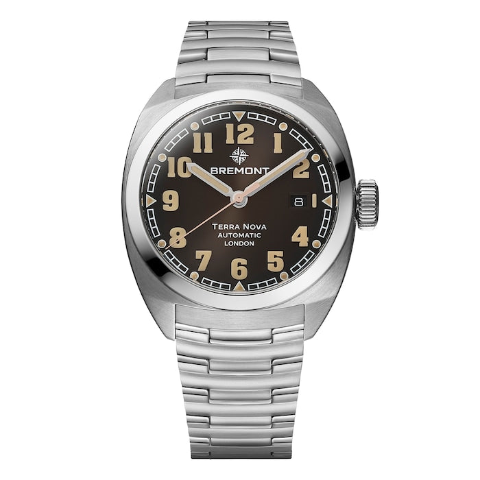 Terra Nova 40.5mm Date Mens Watch Black Stainless Steel