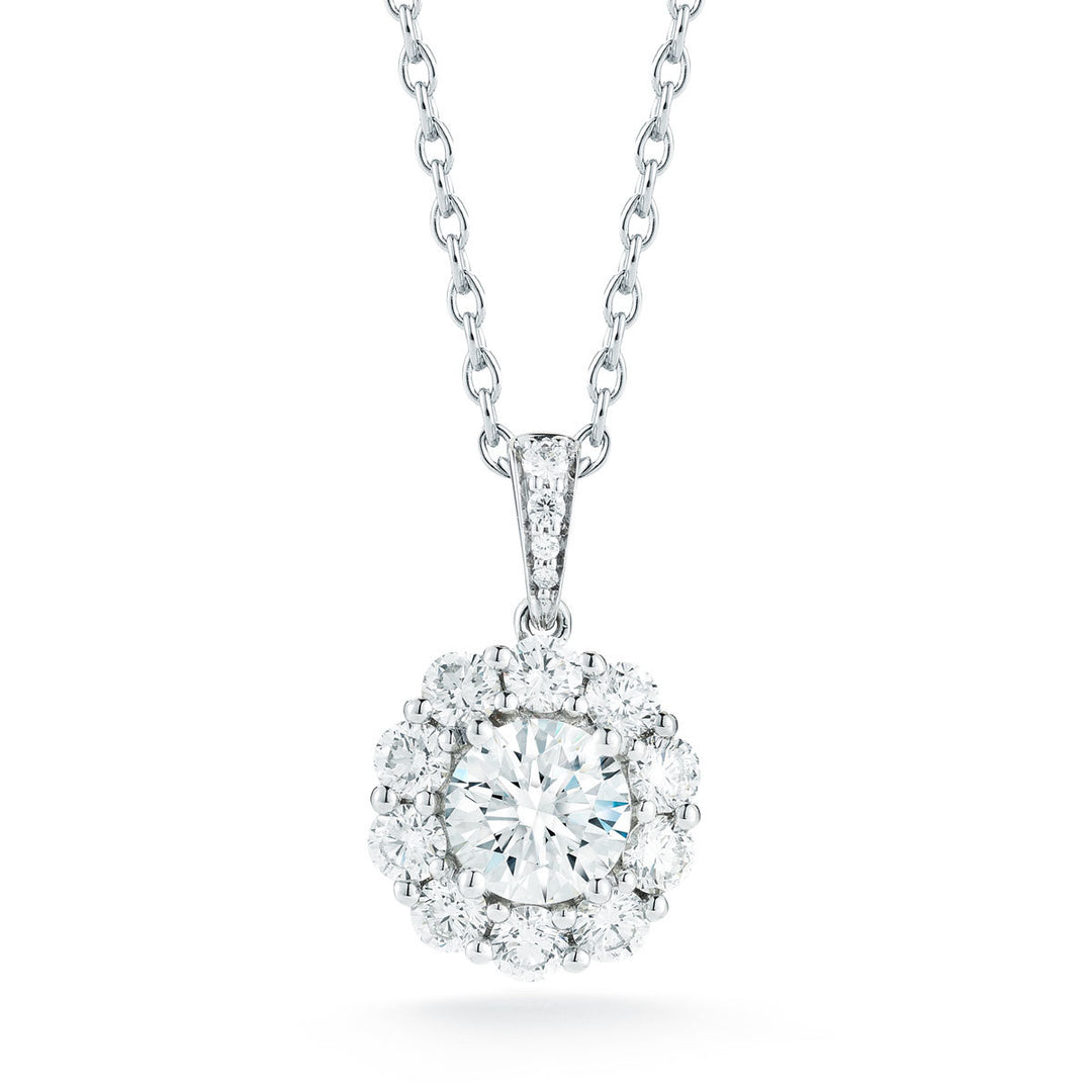 1.60ctw Round Brilliant Cut Diamond Pendant, 14ct White Gold