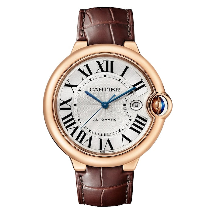 Ballon Bleu De Cartier Watch 42mm, Automatic Movement, Rose Gold, Leather